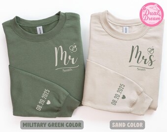 Mr Mrs Sweatshirt & Hoodie, Custom Couple Sweatshirt, Bride Gift, Bachelorette Party, Wedding Gift, Honeymoon Gift, Just Married Tee, Loving