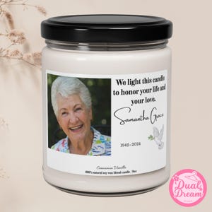 Custom Photo Sympathy Candle Personalized Memorial Bereavement Gifts In Loving Memory Loss of loved one Condolence Gift Funeral Sentimental