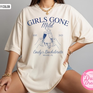 Personalized Girls Gone Mild Bachelorette Party Comfort Colors Shirts, Matching Girl&#39;s Trip T-Shirts,  Girls Group Trip Tee, Bridal Crew Tee