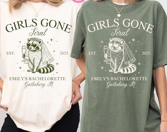 Girls Gone Feral Bachelorette party Comfort Colors shirt, Raccoon Feral Bride Shirt, Bach Trip Tee, Matching Bride Squad, Bridal Shower Gift