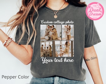 Custom Photo Comfort Colors Shirt, Personalized Picture Tee, Upload Image & Text, Family Collage TShirt, Christmas Gift For Mom, Dad, Family