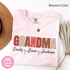 Custom Grandma Coquette With Names Comfort Colors® Shirt Personalized Grandma shirt Mother&#39;s Day Shirt Gift for Grandma Gift for Grandmother