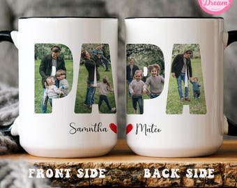 Personalized Photo Mug For Dad, Custom Fathers Day Cup, Photo Collage Mug, Dad Birthday Gift, Father Gift From Son Daughter Wife, Papa Mug
