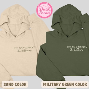 Personalized Roman Numeral Hoodie Wedding Tee Engagements Shirt Custom Anniversary Date Sweatshirt Matching Couples Outfit Honeymoon Sweater