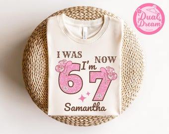 Cowgirl 7th Birthday Shirt, I Was 6 Now 7 Tee, Western Six Seven Bday T-Shirt for Girls