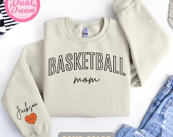 Personalized Basketball Mom Sweatshirt Basketball Mom Hoodie With Kid Name Mom Game Day Sweater Custom Basketball Mom Hoodie Sports mom gift