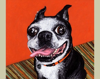 Frankenstein the Boston Terrier Signed Print by Mister Reusch