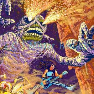 Eddie & Steve Harris Iron Maiden Powerslave Tour Signed Print by Mister Reusch