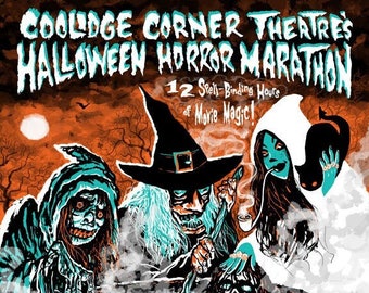 3 VVITCHES 2023 Coolidge Corner Theatre Halloween Horror Marathon signed poster by Mister Reusch