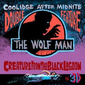The Wolf Man and Creature from the Black Lagoon Double Feature Signed Event Poster by Mister Reusch