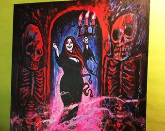 Vampire Woman & Skeletons Original Acrylic Painting by Mister Reusch