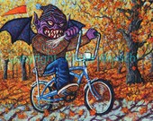 NEW Halloween 2012 Monster Riding Schwinn Stingray Signed Print by Mister Reusch