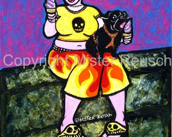 Black Pug Eating Soft-Serv Original Painting by Mister Reusch