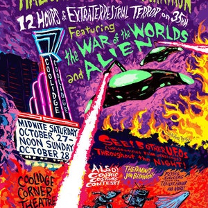 Coolidge Corner Theatre 2018 Halloween Horror Marathon The War of the Worlds Signed Poster by Mister Reusch