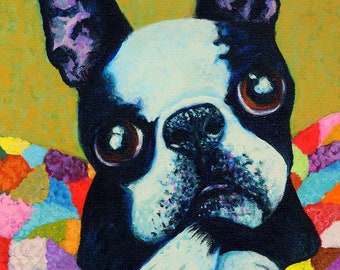 Boston Terrier puppy signed print by Mister Reusch