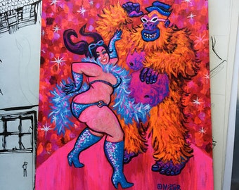 Go-Go Gorilla Dance Party Original Painting by Mister Reusch