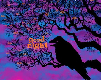 GOOD NIGHT Crows Roosting signed print by mister Reusch