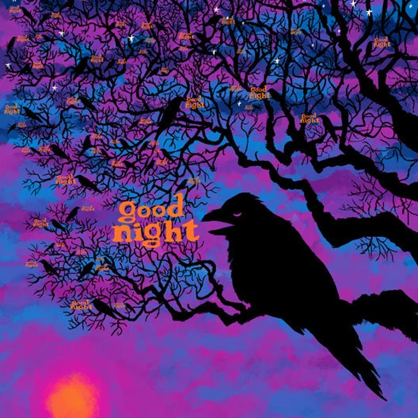 GOOD NIGHT Crows Roosting signed print by mister Reusch
