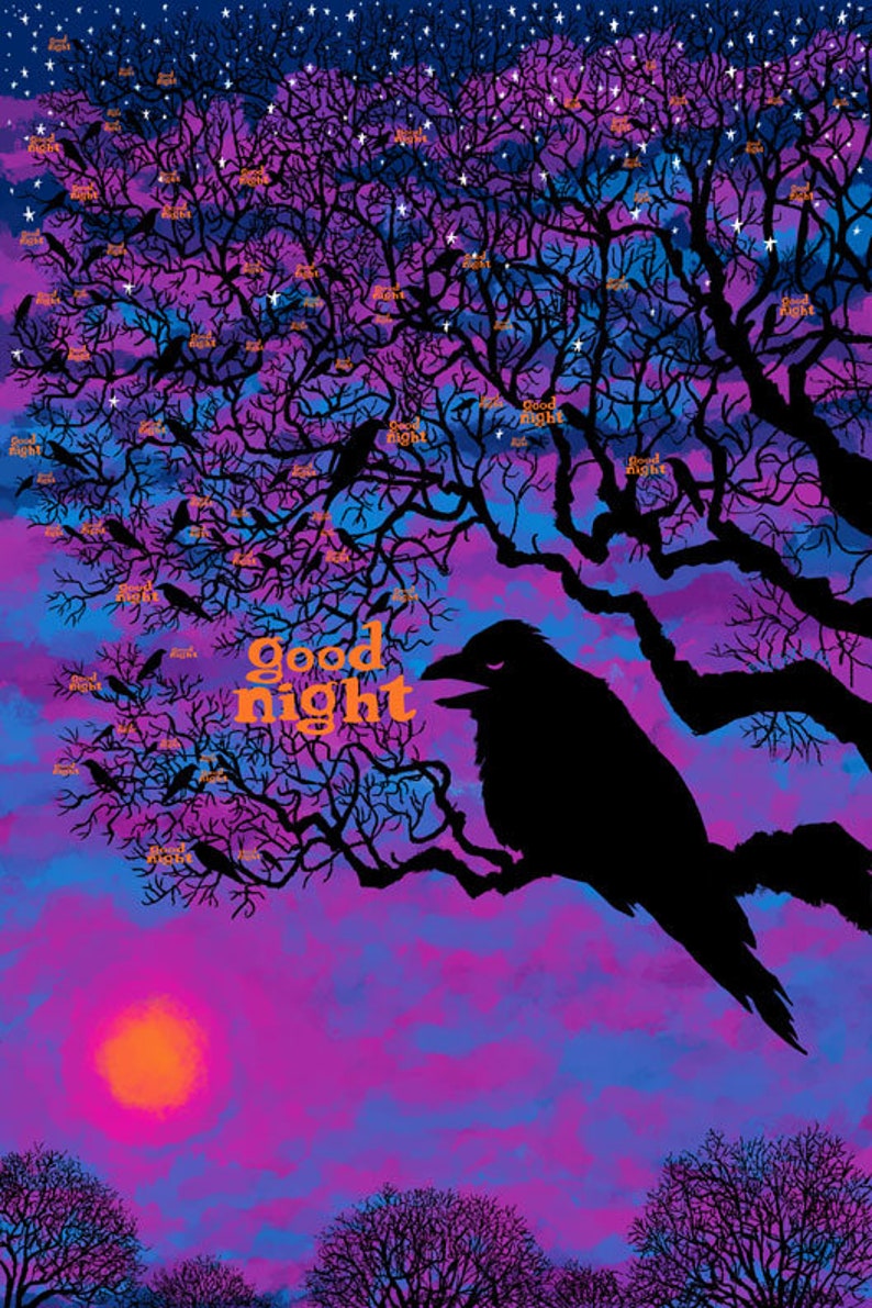 GOOD NIGHT Crows Roosting signed print by mister Reusch image 1