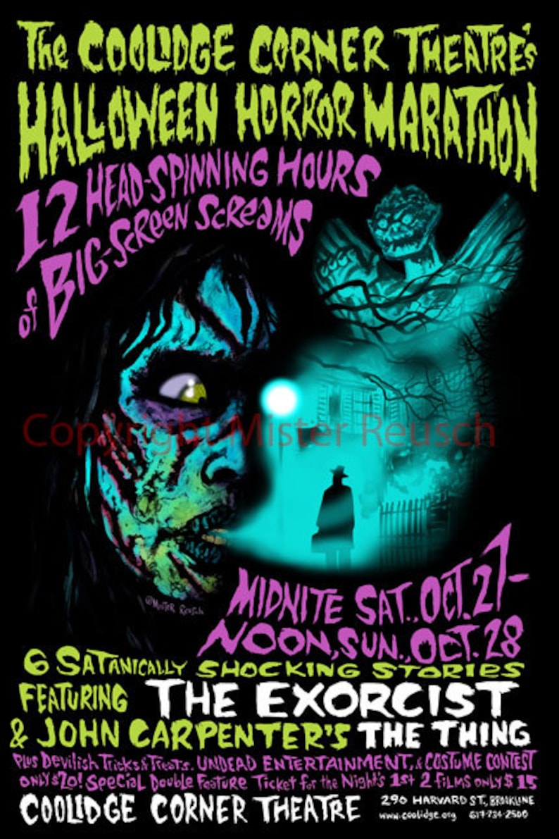 EXORCISTEN 2012 Coolidge Corner Theatre Halloween Skräckfilm Marathon Signerad Affisch av Mister Reusch bild 1