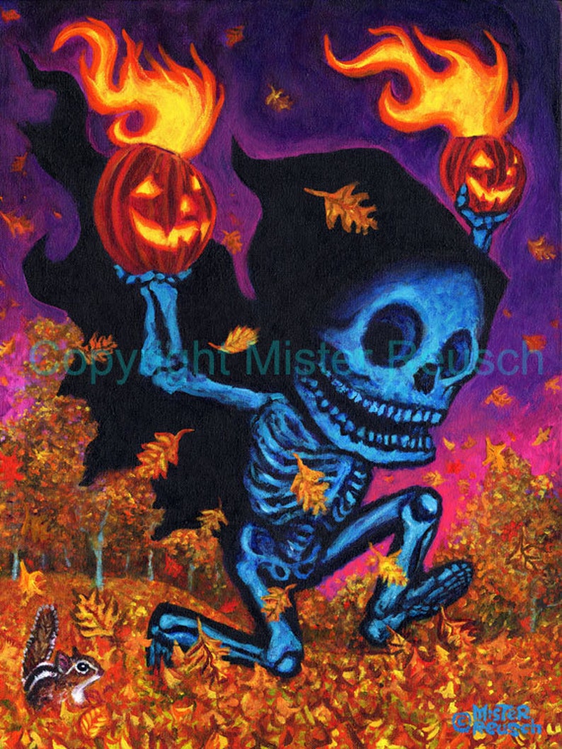 Halloween Autumn Reaper Series Signed Print by Mister Reusch image 1