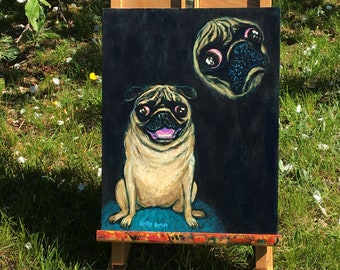 School Picture Day Pug Painting by Mister Reusch