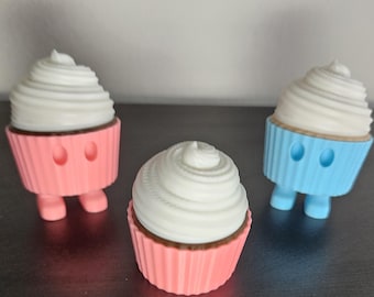 3D Printed Cupcake Fidget Toy – Articulated Baby Shower & Party Favor | Custom Colors
