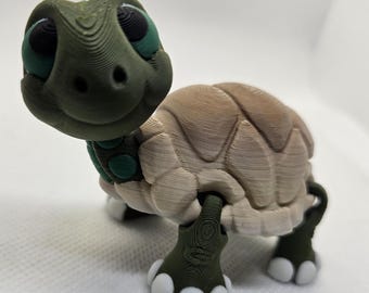 Articulated Turtle Fidget Toy, 3D Printed Desk Pet, Reptile Collectible