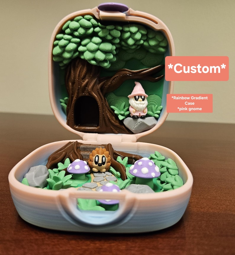 Minijuego de bosque impreso en 3D: Gnomo y erizo de juguete de bolsillo imagen 6