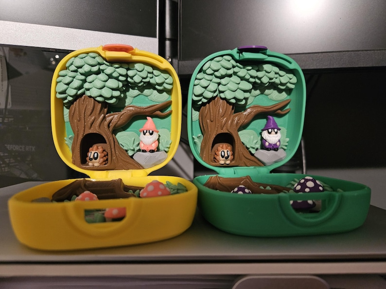 Minijuego de bosque impreso en 3D: Gnomo y erizo de juguete de bolsillo imagen 8