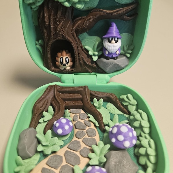 3D Printed Mini Forest Playset: Gnome & Hedgehog Pocket Toy