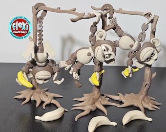 Monkey Fidget Toy – 3D Printed Articulated Figure | Flexible Desk Toy & Tree Stand Option