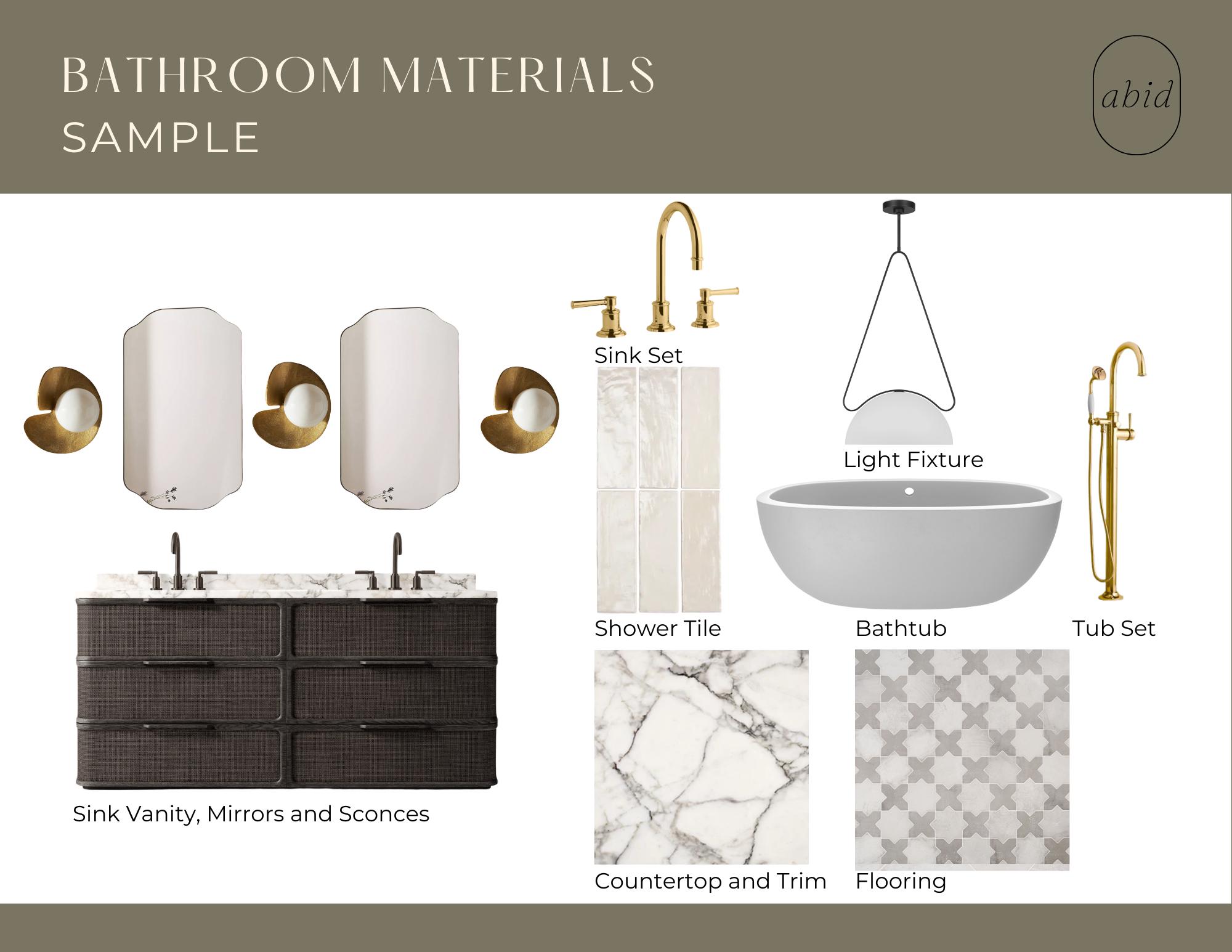 Custom Virtual Interior Design Services - Bathroom Finishes | Materials ...