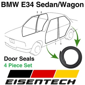 1988-1995 BMW E34 Sedan - Touring 5-Series Felt/Rubber Door Seal Weatherstrip Replacement, 4-Piece Set
