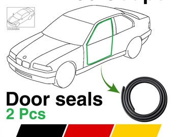 1993-1999 BMW E36 Coupe Velvet Felt Rubber Door Seal Replacement 2-Piece Set L&R