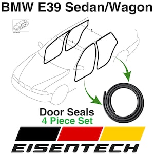 BMW E39 Sedan & Wagon Door Seal Replacement Set: Velvet Rubber, 4-Piece