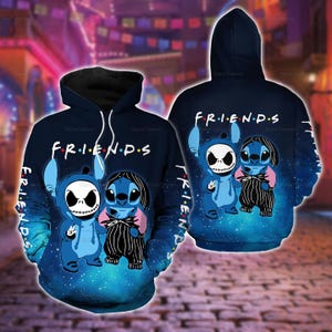 Jack Skellington And Stitch Hoodie, Stitch Hoodie, Jack Skellington Hoodie, Friends Hoodie, Disney Shirt