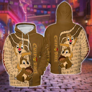 Chip And Dale Hoodie, Chip 'n Dale Hoodie 3D Hoodie, Rescue Rangers Hoodie, Chip And Dale Shirt, Cute Cartoon Friend Hoodie