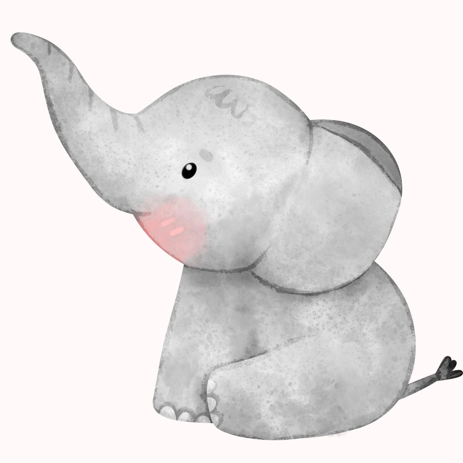 Watercolor Baby Elephant Clipart: Nursery Decor Pngs (digital Download ...