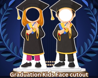 Graduation Kids Face Cutout Standee Props | Boy & Girl Graduate Photo Booth Props | Preschool Kindergarten Graduation Decor