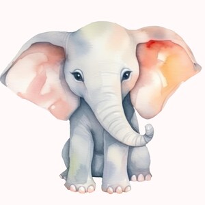 Watercolor Baby Elephant Clipart: Nursery Decor Pngs (digital Download ...