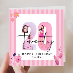 Tarjeta digital personalizada para 20 cumpleaños / Diseño de collage de fotos personalizado / Tarjeta de cumpleaños editable para ella / Descarga a pedido