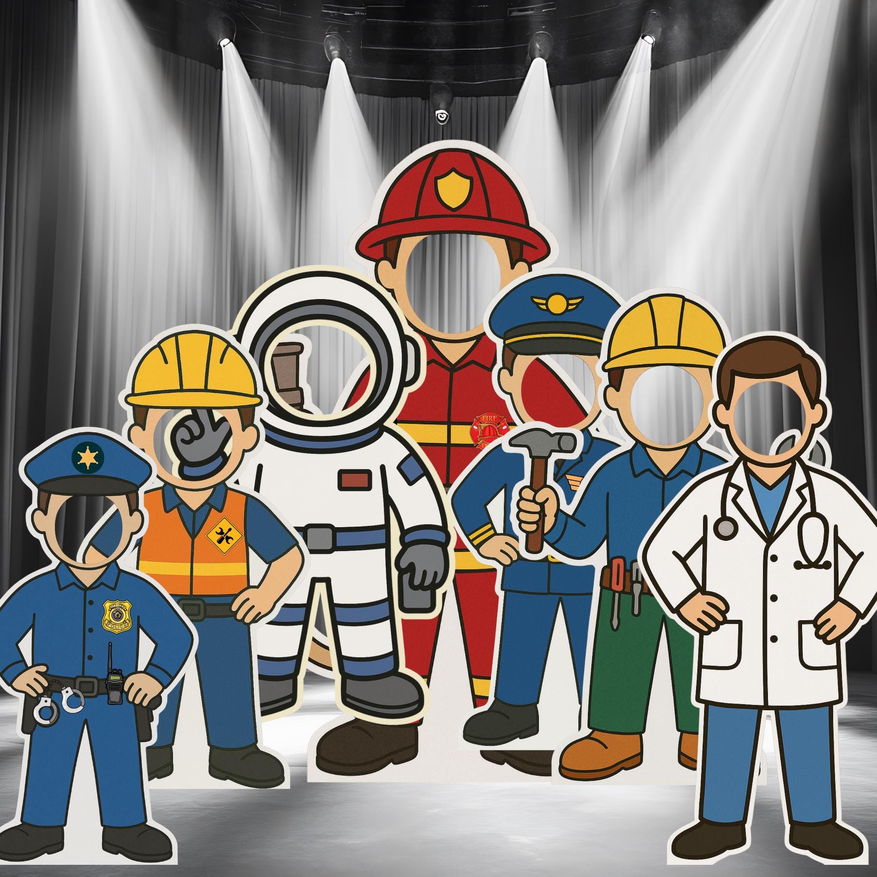 Career Day Photo Booth Props: 8 Professions Standee Cutouts (digital ...
