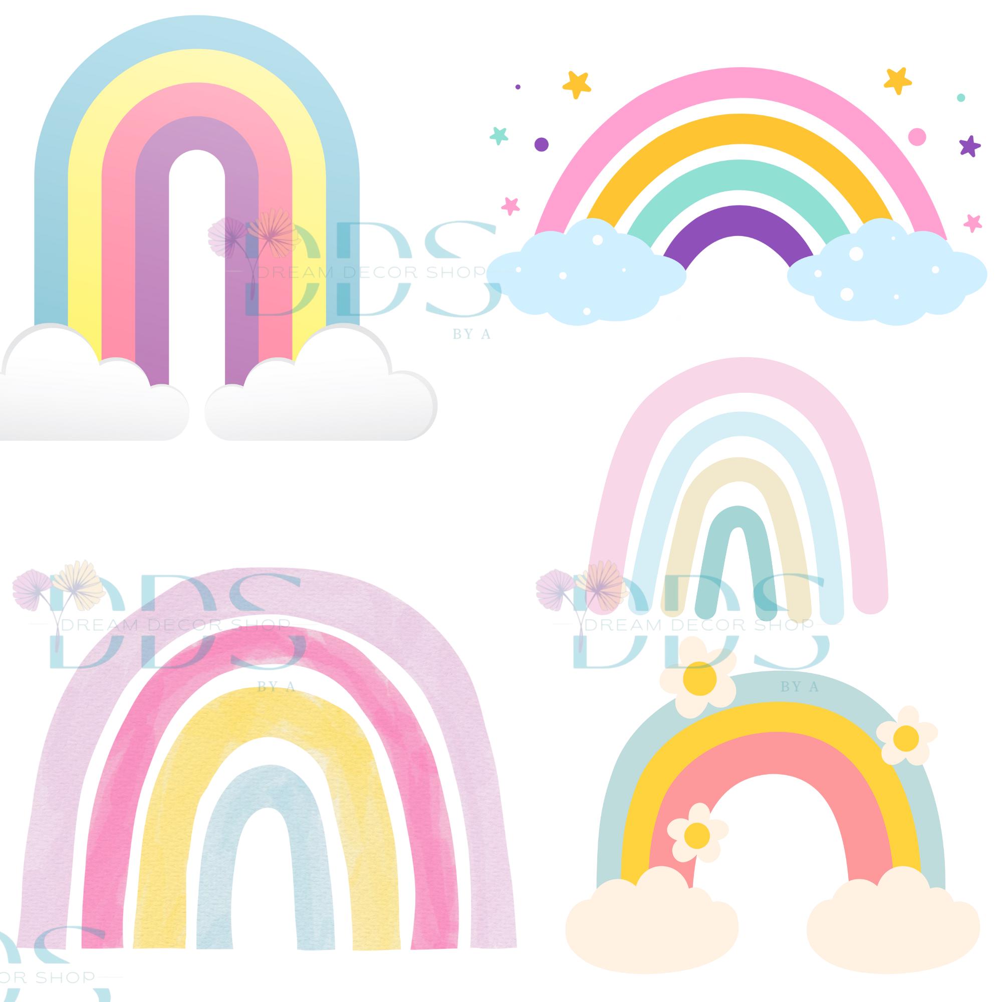 Pastel Rainbow Clipart: Boho Nursery Decor (digital Download Pngs) - Etsy