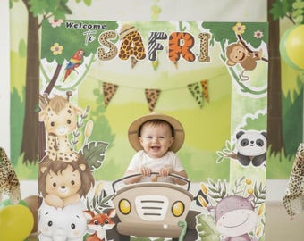 Safari Party Photo Booth Frame: Jungle Animal Birthday (Digital Download)