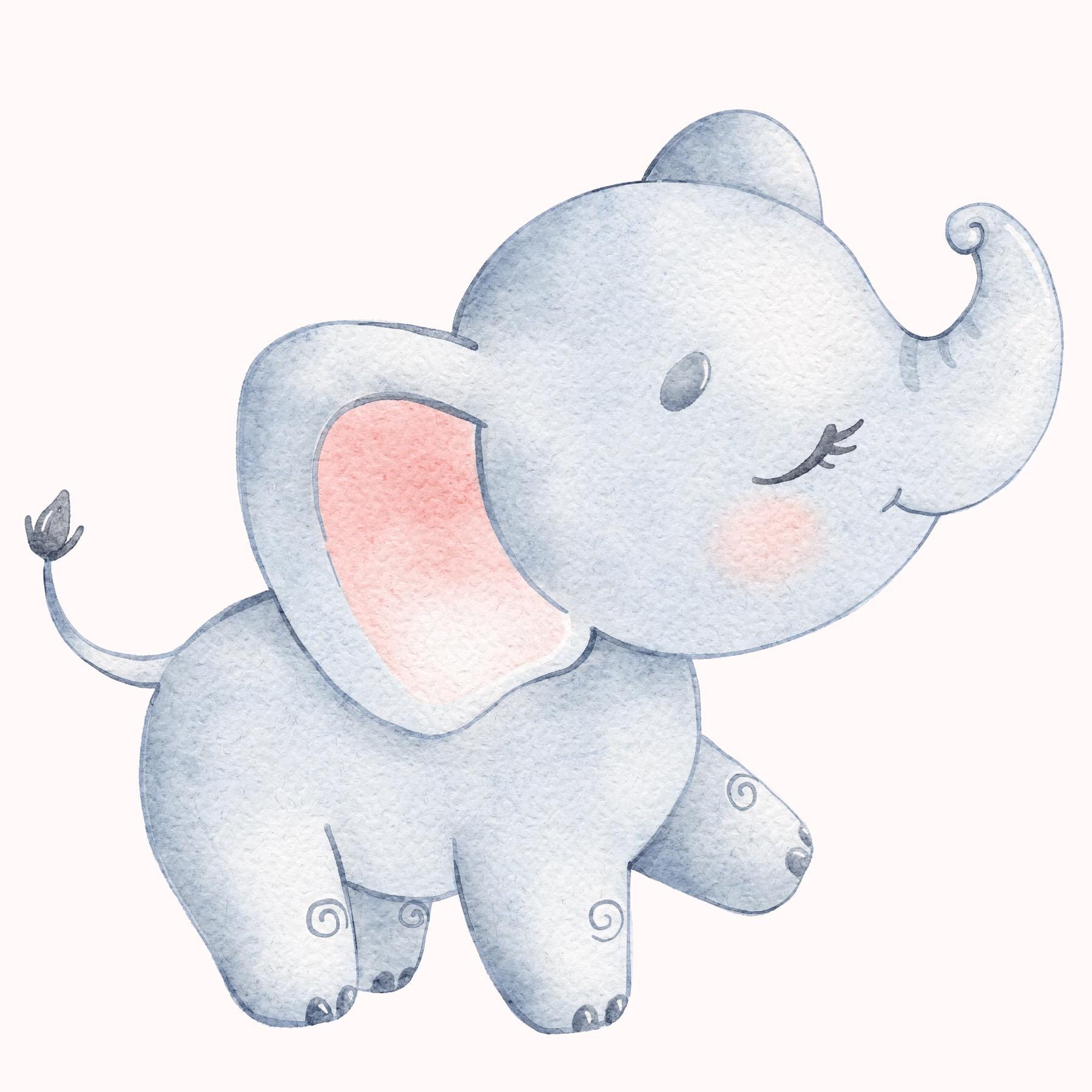 Watercolor Baby Elephant Clipart: Nursery Decor Pngs (digital Download ...