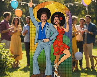 Retro Disco Photo Booth Prop: 70s Party Cutout Frame (Digital Download)