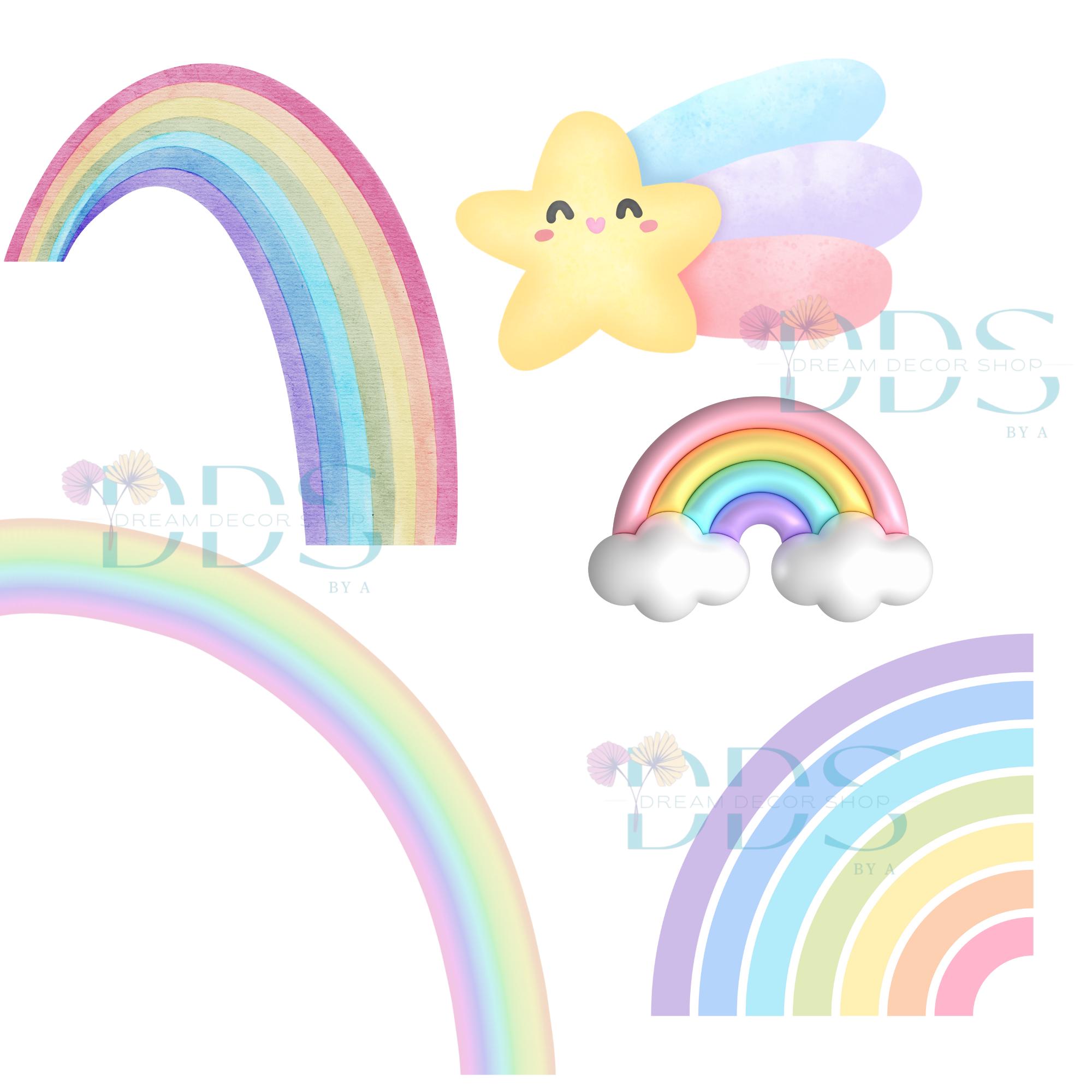 Pastel Rainbow Clipart: Boho Nursery Decor (digital Download Pngs) - Etsy