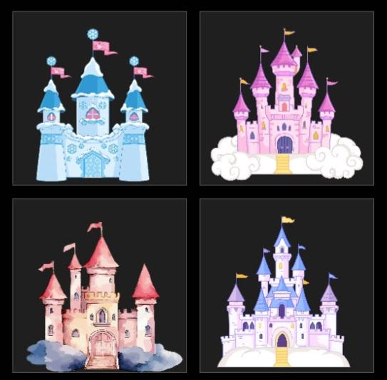 Watercolor Castle Clipart Bundle: Princess Fairy Tale PNG (30 Images ...