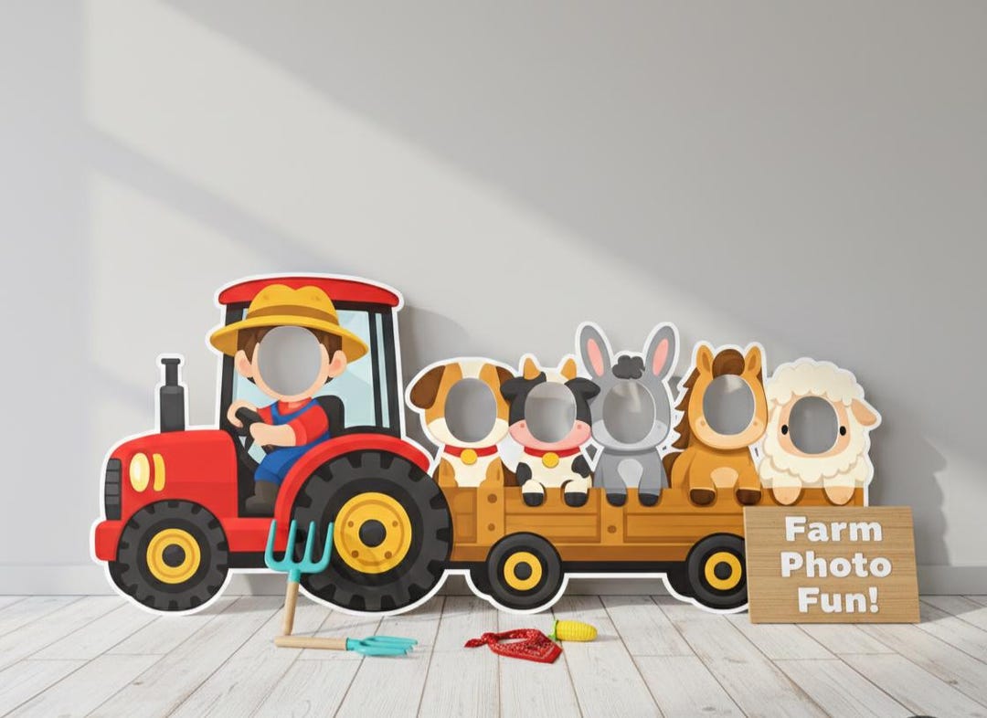 Farm Tractor Photo Booth Prop | Kids Birthday Party Decoration (digital ...
